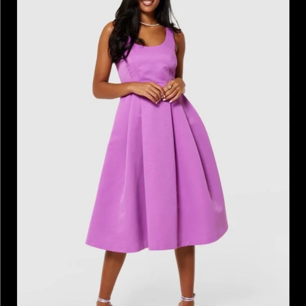 Closet London Full Skirt A-line Purple Midi Dress